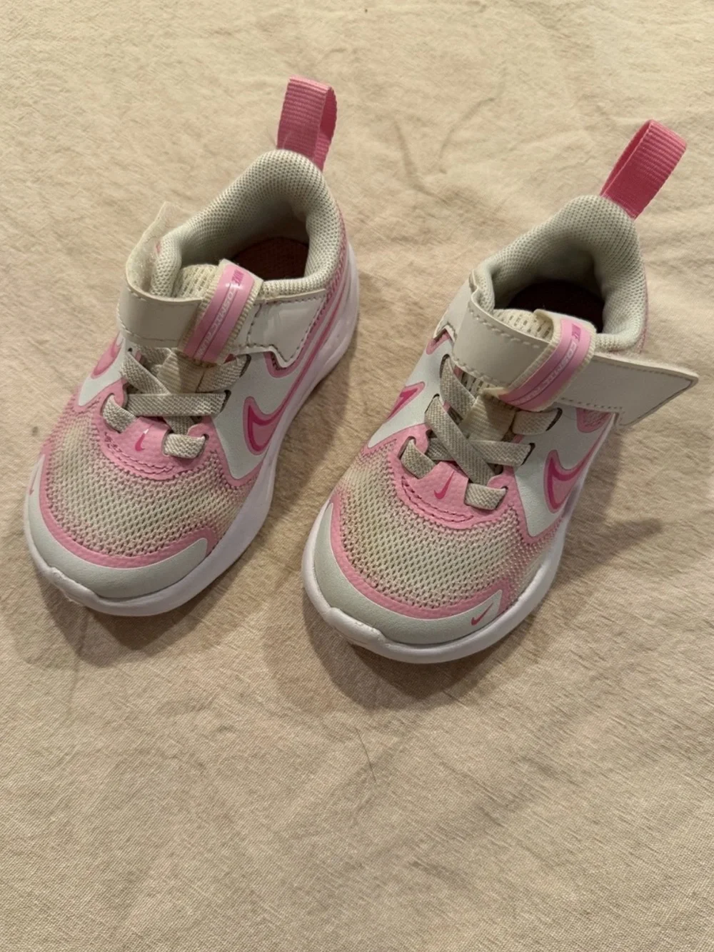 5C Toddler Pink and White Velcro Sneakers Ultra Lightweight